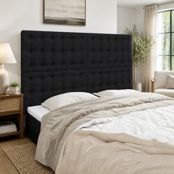 Black Fabric Headboard with Wooden Legs for Beds
