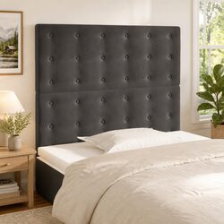 Adjustable Height Dark Grey Velvet Bed Headboard