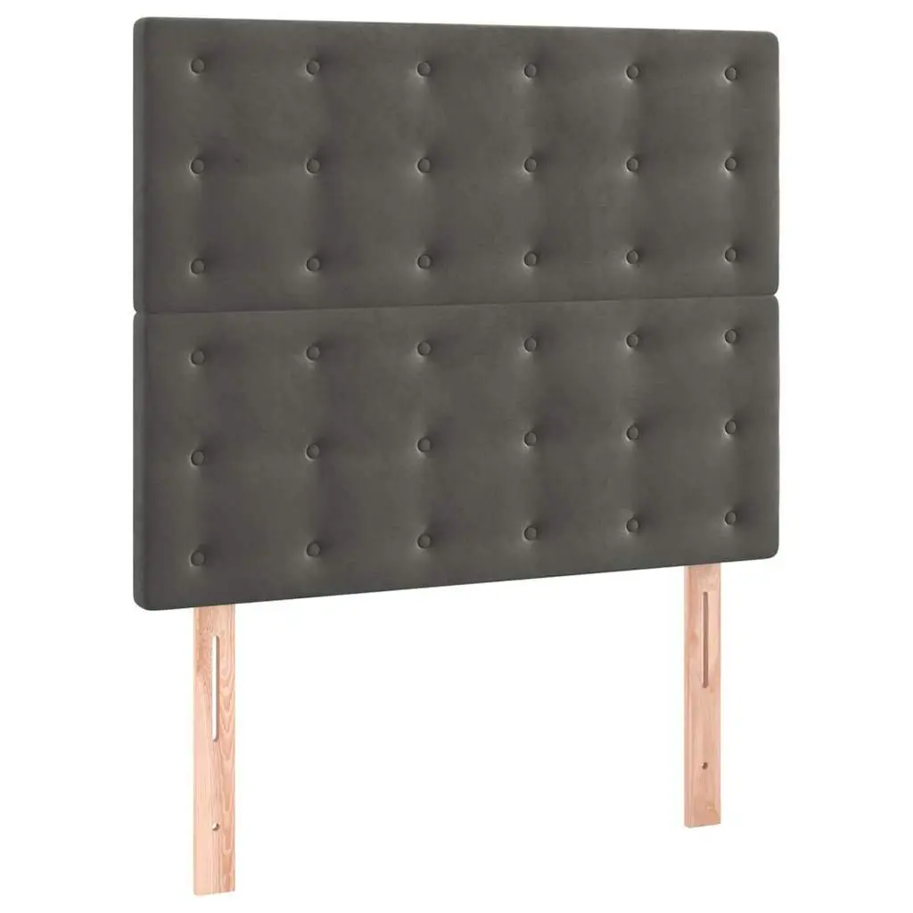 Adjustable Height Bed Headboard Dark Grey Velvet Support Wooden Legs