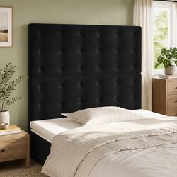 Black Velvet Headboard with Adjustable Height Specs