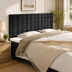 Adjustable Height Black Velvet Headboard 160cm
