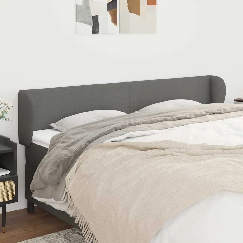 Headboard with Ears Adjustable Grey 203cm Fabric Bedroom Furniture