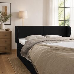 Black Faux Leather Bed Backrest Headboard 147 cm