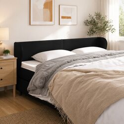 Faux Leather Headboard with Ears, Black, 163 cm