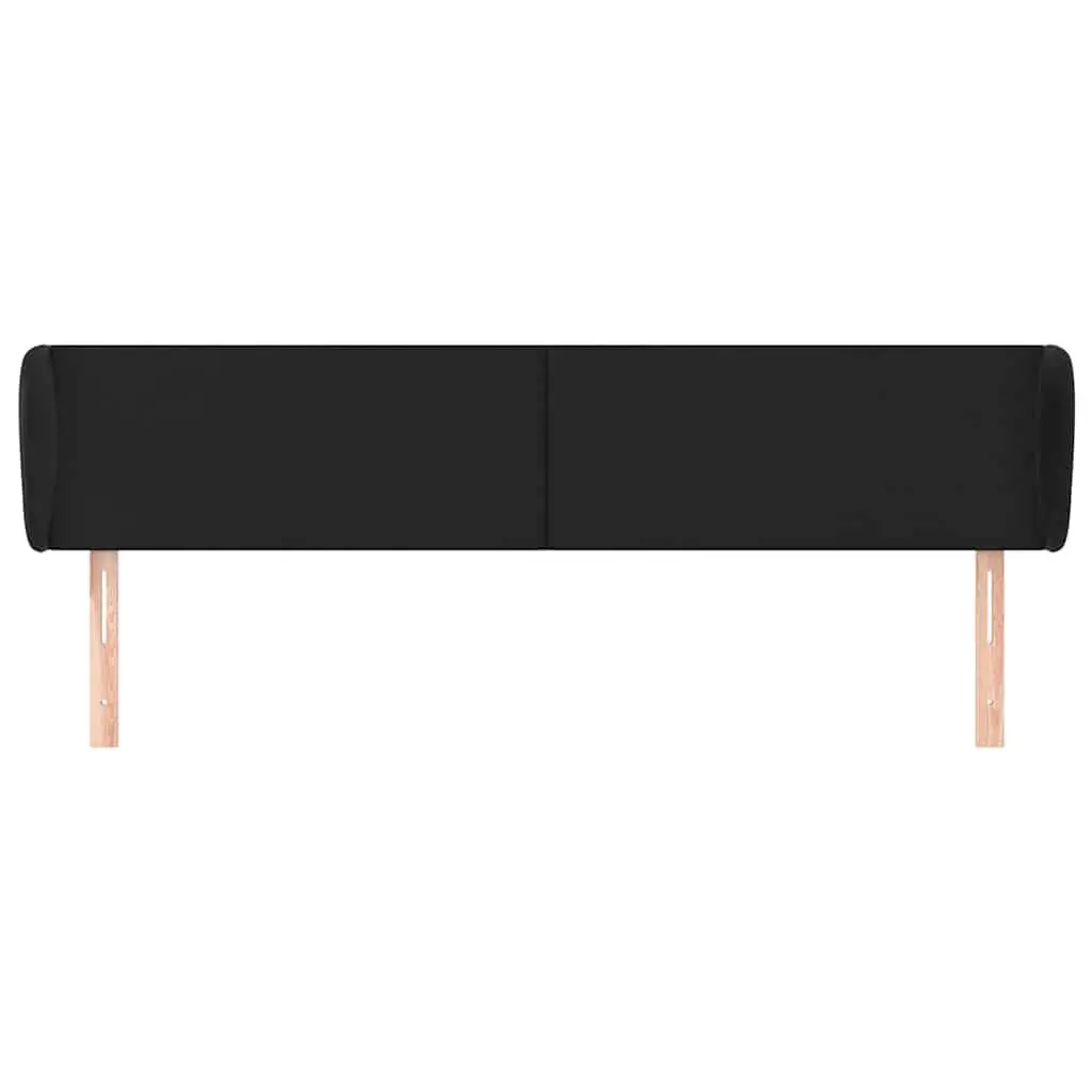 Faux Leather Headboard with Ears Black 163 cm Bedroom Furniture Back Support