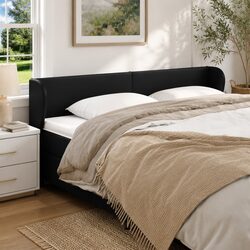 203cm Black Faux Leather Headboard with Wooden Legs