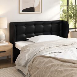 Faux Leather Headboard with Ears Black 103cm