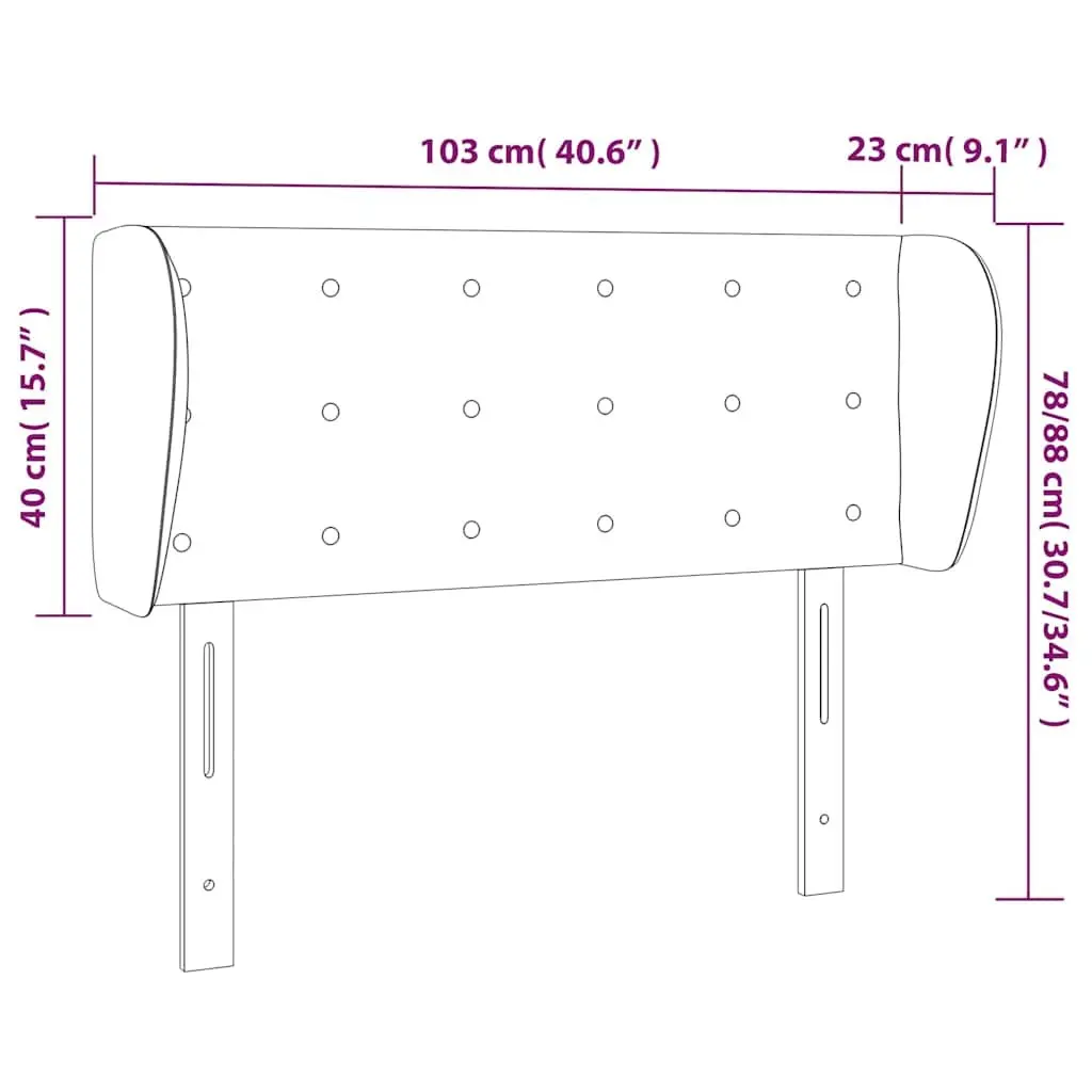 Faux Leather Headboard with Ears Adjustable Height 103cm Black