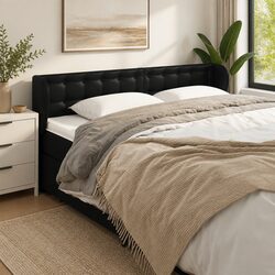 Adjustable 163cm Black Faux Leather Headboard