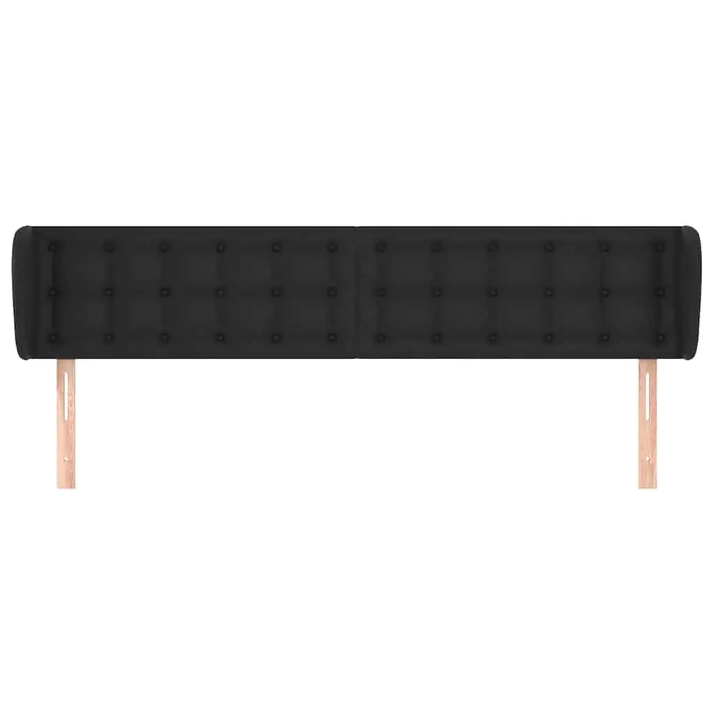 Headboard with Ears Adjustable Height Black Faux Leather 203 cm