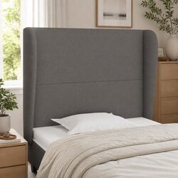 83cm Dark Grey Headboard with Ears and Wooden Legs