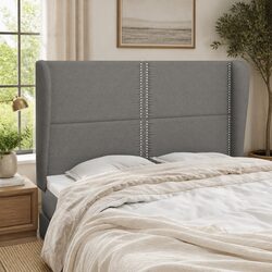 Grey Headboard with Ears, 147cm Adjustable Design