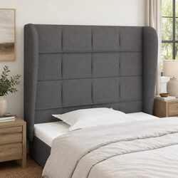 Adjustable Grey Fabric Headboard with Ears, 83cm Wide