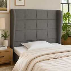 Adjustable Grey Headboard with Ears - 103cm Fabric