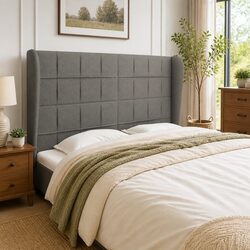 147cm Dark Grey Ears Headboard with Fabric Cover
