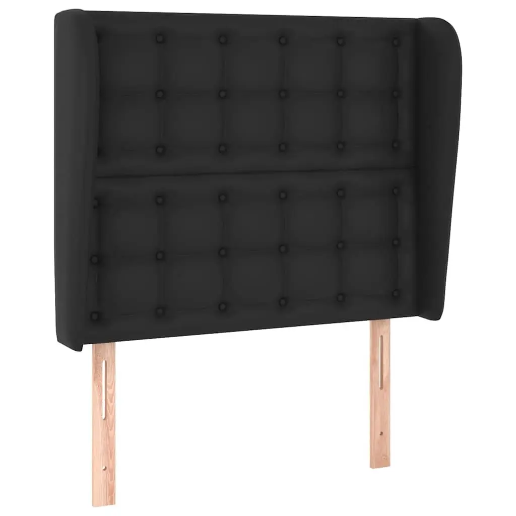 Headboard with Ears Back Support Adjustable Height 83 cm Black Faux Leather