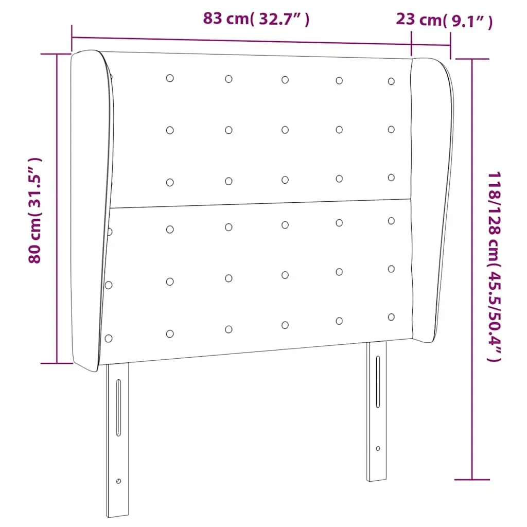 Headboard with Ears Back Support Adjustable Height 83 cm Black Faux Leather