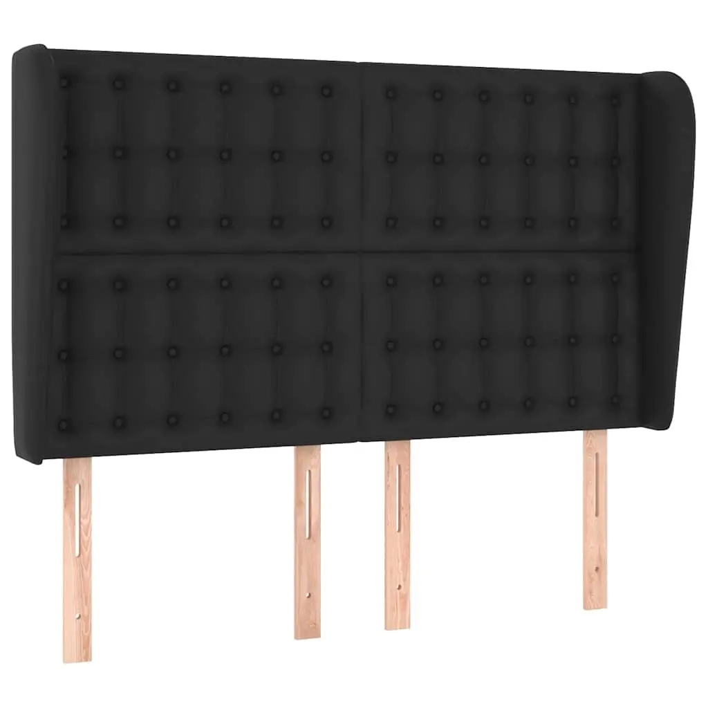 Headboard Adjustable Height Comfort Black Faux Leather Wooden Legs