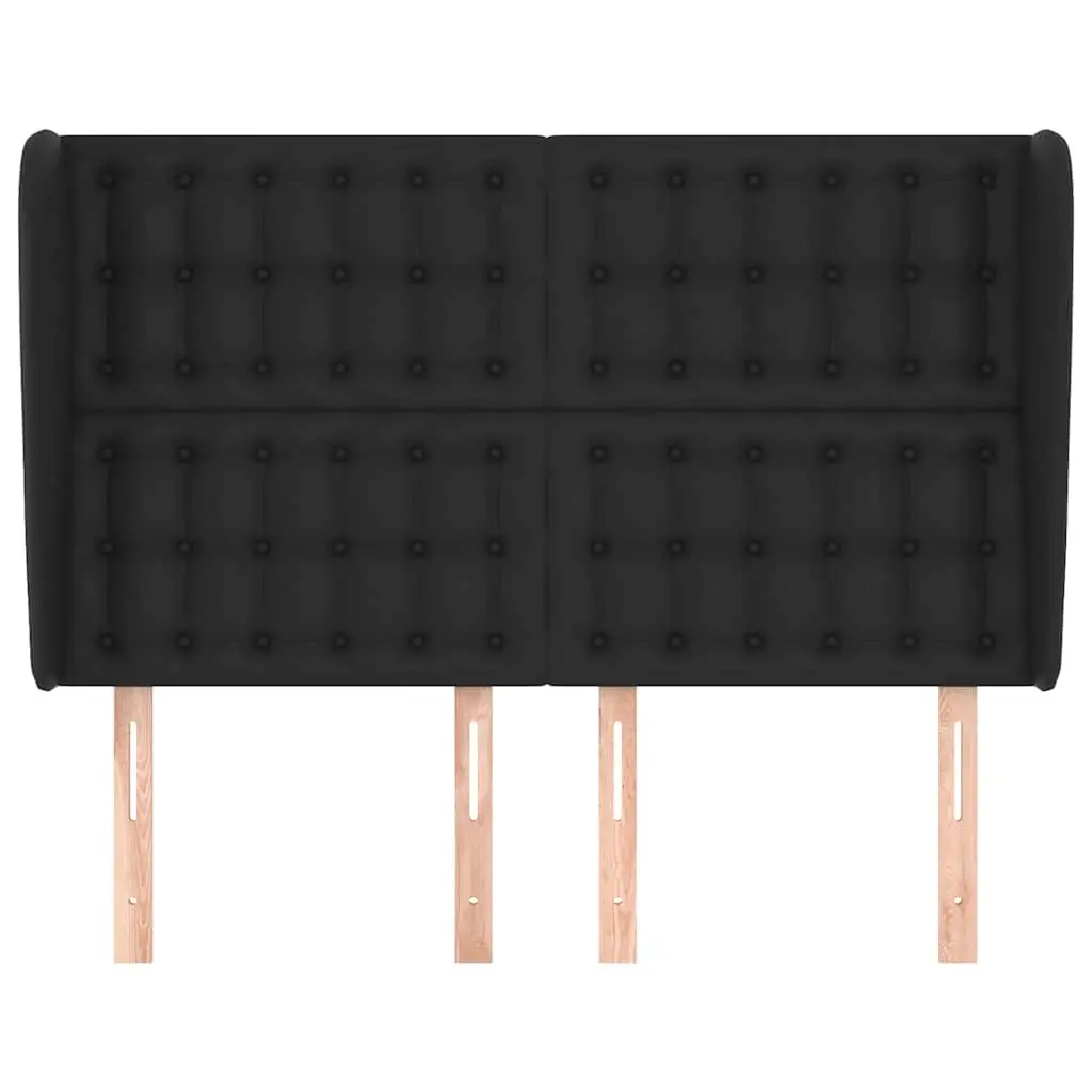 Headboard Adjustable Height Comfort Black Faux Leather Wooden Legs