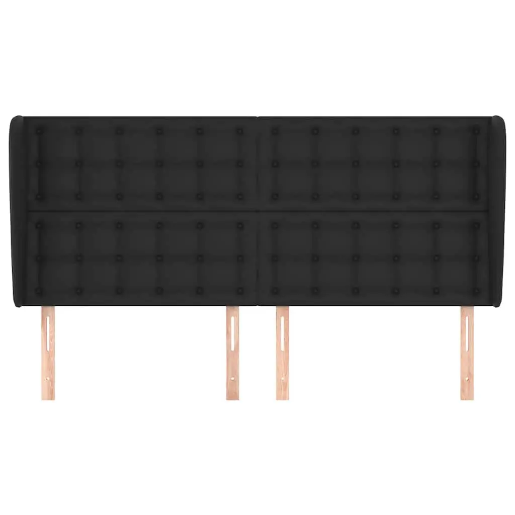 Faux Leather Headboard with Ears Adjustable Height 163cm Black