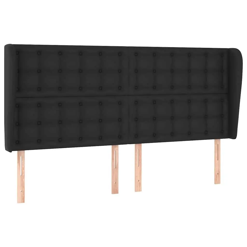 Faux Leather Headboard with Ears Adjustable Height 203cm Black