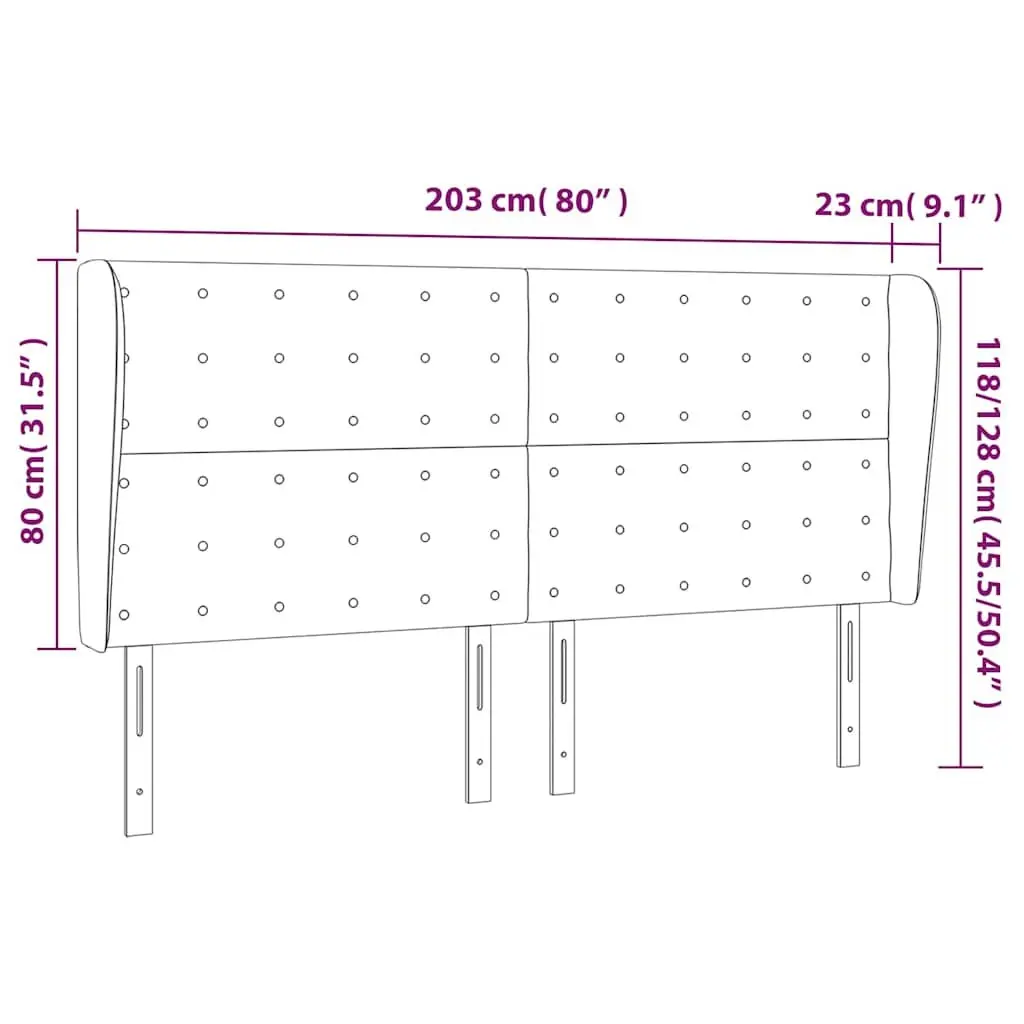 Faux Leather Headboard with Ears Adjustable Height 203cm Black