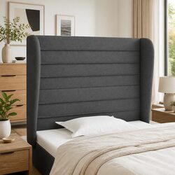 Adjustable Height Grey Fabric Headboard with Ears, 103cm