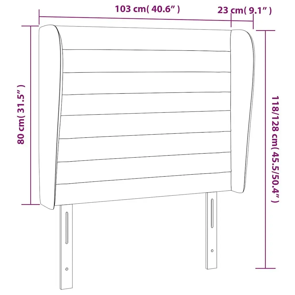 Grey Fabric Headboard with Ears Adjustable Height 103cm Bedroom Support