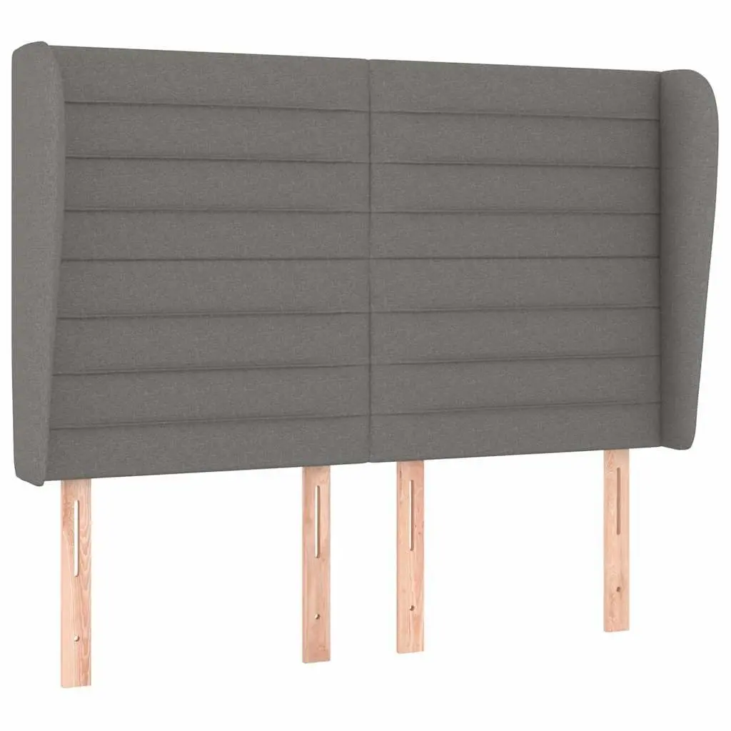 Headboard with Ears Adjustable Height Dark Grey 147x23x118128 cm Fabric