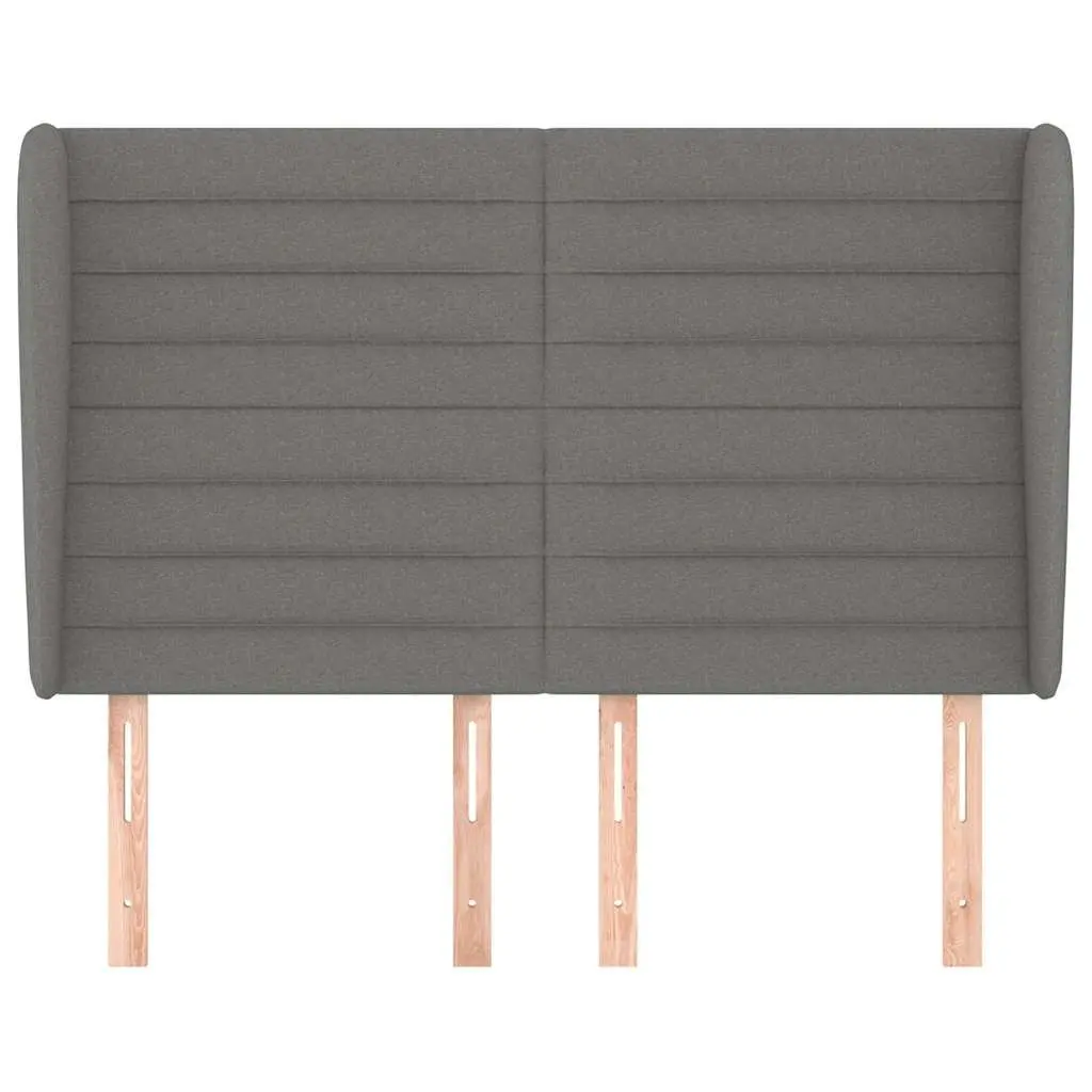 Headboard with Ears Adjustable Height Dark Grey 147x23x118128 cm Fabric