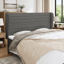 Fabric Headboard with Ears Grey 163cm Dimensions