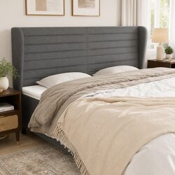 203cm Grey Fabric Headboard with Adjustable Height