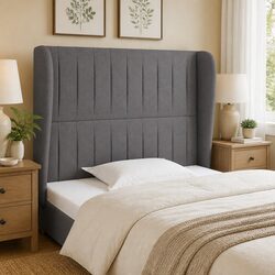 83 cm Grey Fabric Headboard with Ears