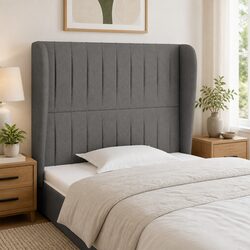 103cm Grey Fabric Bed Headboard with Ears