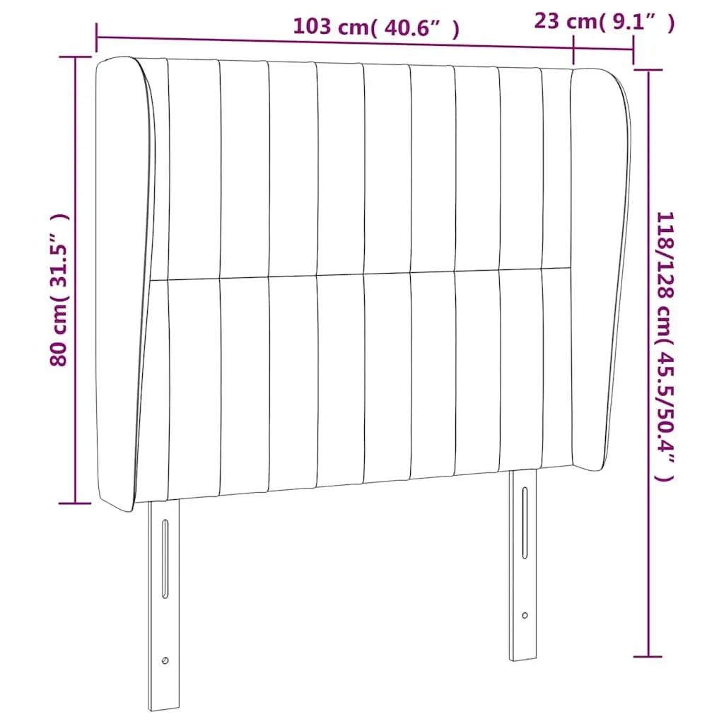 Fabric Headboard with Ears Adjustable Height 103cm Grey
