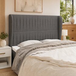 147cm Grey Fabric Headboard with Ears Design