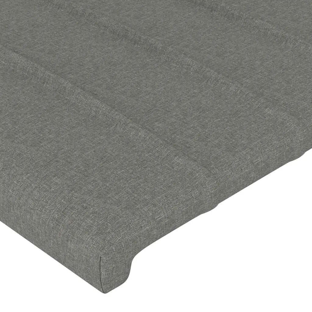 Headboard with Ears Adjustable Height Dark Grey Fabric Bed Head Support Wooden Legs