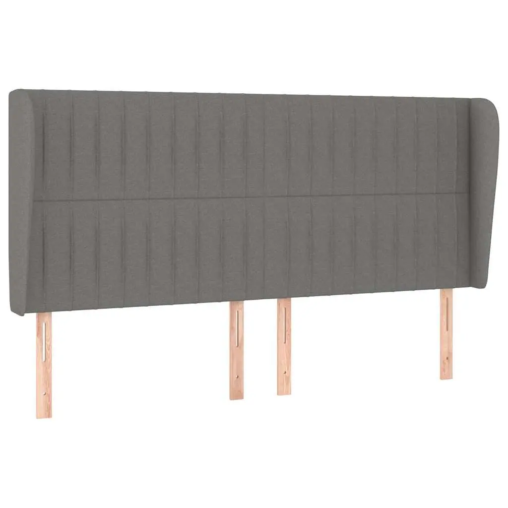 Headboard with Ears Grey Fabric 203cm Bedroom Furniture Bed Head Support