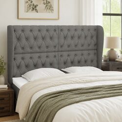 147cm Dark Grey Fabric Headboard with Ears