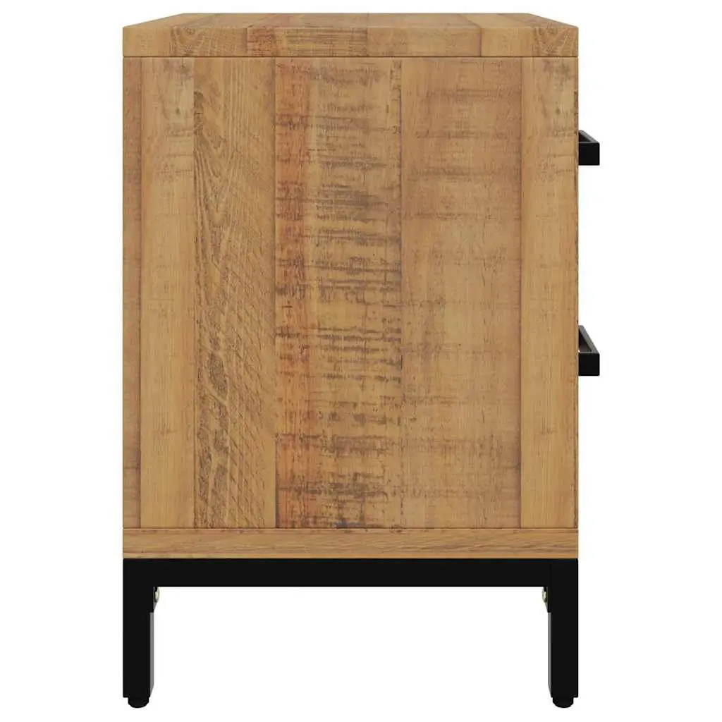 Bedside Cabinet 2 Drawers Solid Wood Pine Brown