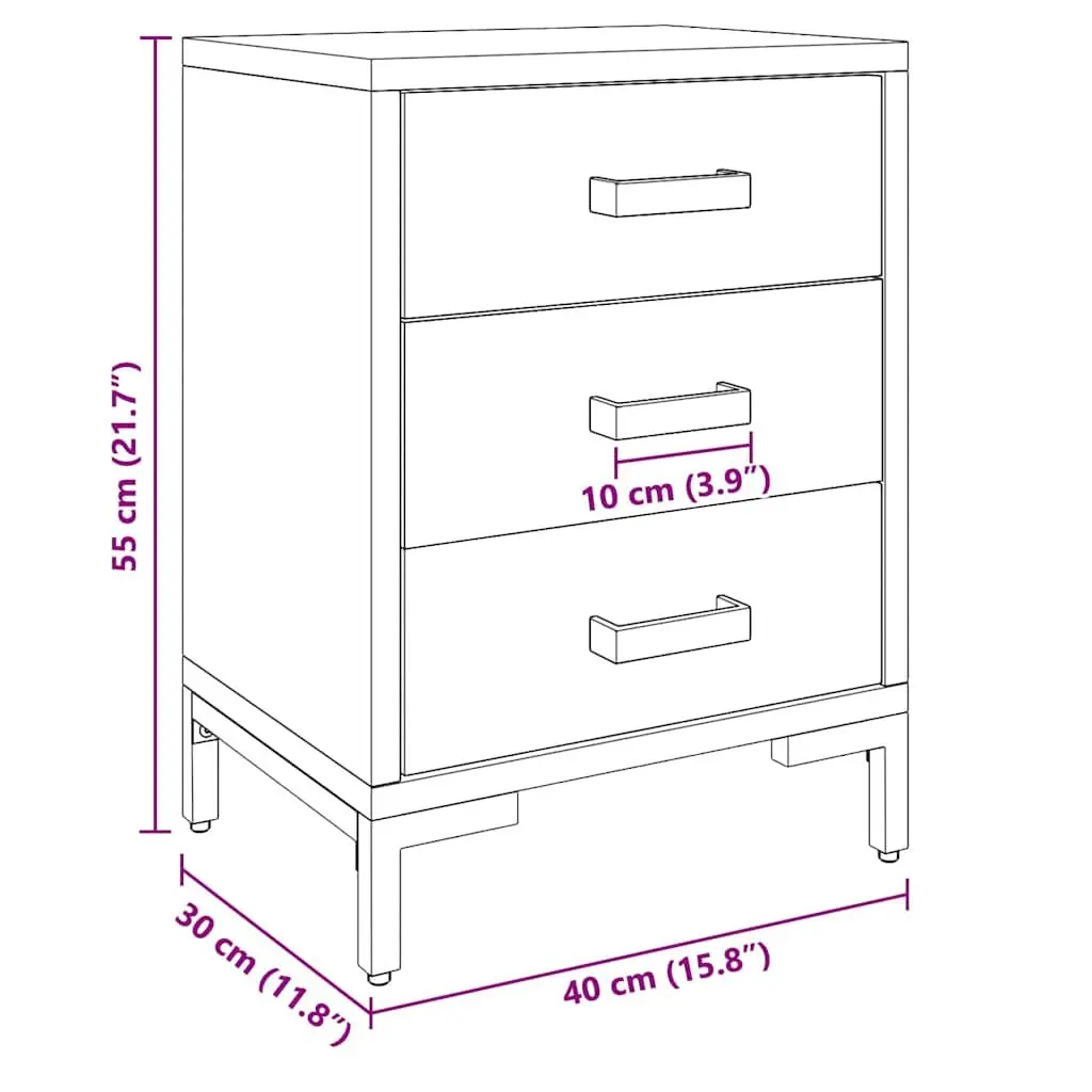 Bedside Cabinet Solid Wood Pine Black 40x30x55 cm 2 Piece