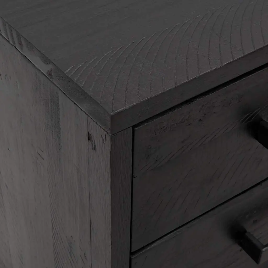 Bedside Cabinet Solid Wood Pine Black 40x30x55 cm 2 Piece
