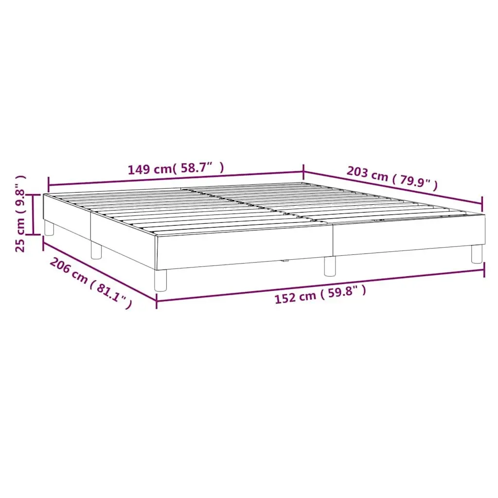 Queen Box Spring Bed Frame Dark Grey Fabric Bedroom Furniture with Plywood Slats