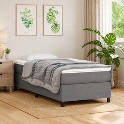 Box Spring Bed Frame King Single Grey Fabric