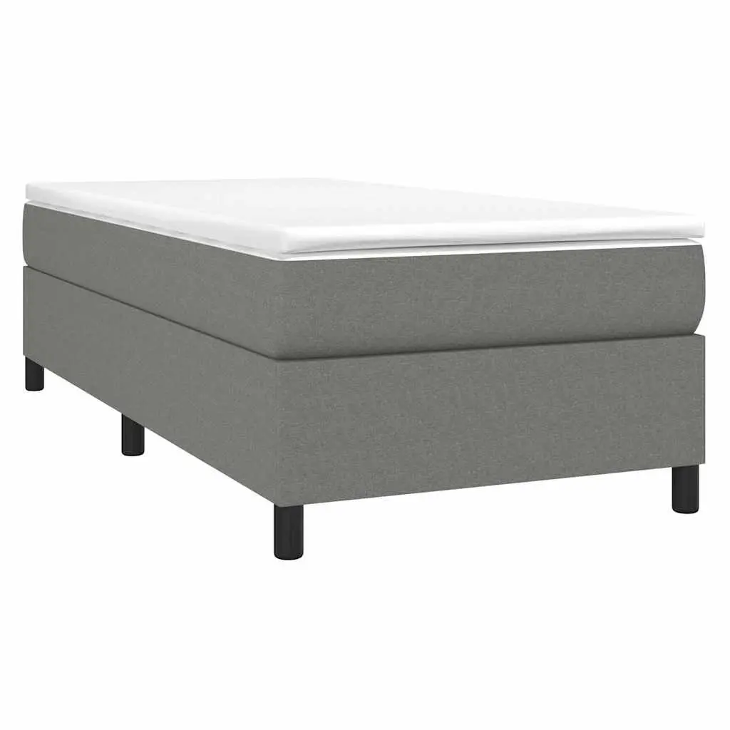 Box Spring Bed Frame Supportive Grey Fabric King Single Size