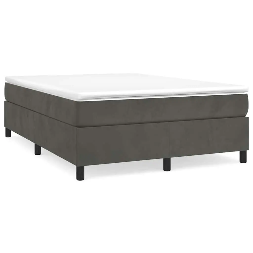 Queen Size Velvet Upholstered Bed Frame Dark Grey