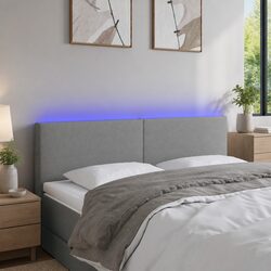 144 cm Dark Grey Fabric LED Headboard with Adjustable Height