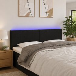 Adjustable Height Black Fabric LED Headboard 144cm