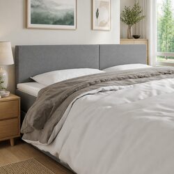 Adjustable Height LED Headboard 160 cm Grey Fabric