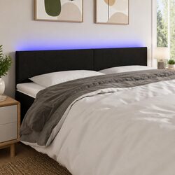 LED Headboard 160 cm Black Fabric Adjustable Height Design